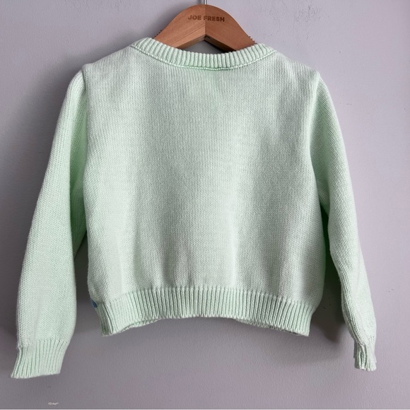 Bonnie Jean Green Cardigan Sweater with Bunnies Easter Spring - Picture 2 of 5